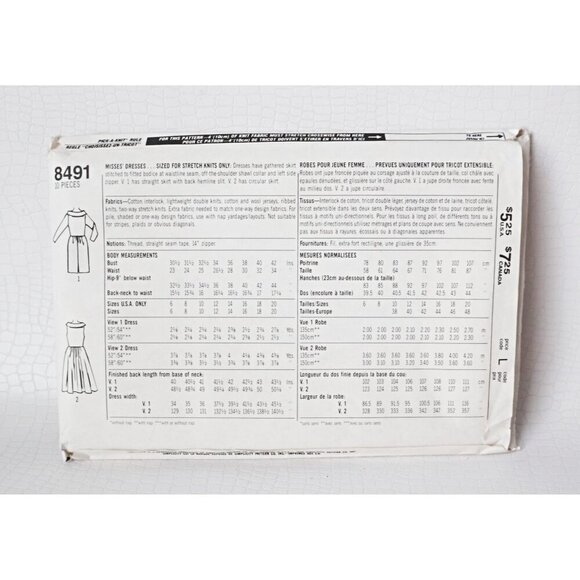 Simplicity 8491 Sewing Pattern Misses Dress Off the Shoulders Retro Look Womens - Picture 2 of 4